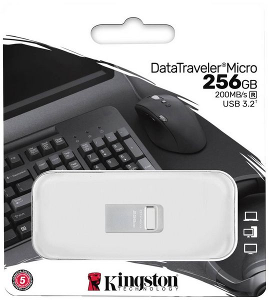 Produktbild: Kingston DataTraveler Micro USB-Stick Retail 256GB Silber DTMC3G2/256GB USB-A (USB 3.2 Gen 1)