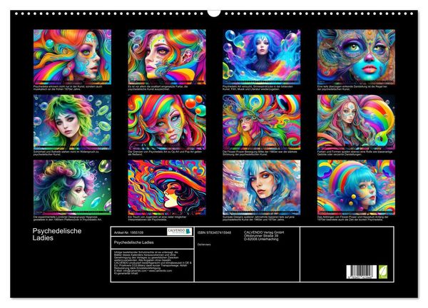 Produktbild: Psychedelische Ladies (Wandkalender 2026 DIN A2 quer), CALVENDO Monatskalender