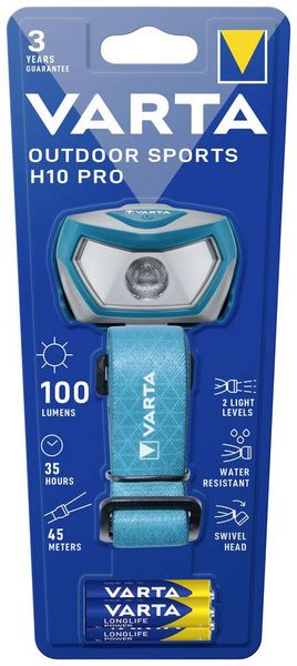 Produktbild: Varta Outdoor Sports H10 Pro LED Stirnlampe batteriebetrieben 100 lm 35 h 16650101421
