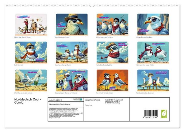 Produktbild: Norddeutsch Cool - Comic (hochwertiger Premium Wandkalender 2027 DIN A2 quer), Kunstdruck in Hochglanz