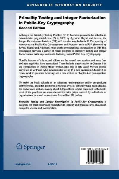 Produktbild: Primality Testing and Integer Factorization in Public-Key Cryptography