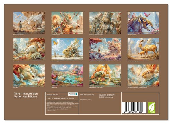 Produktbild: Tiere - Im surrealen Garten der Tr&auml;ume (Wandkalender 2026 DIN A4 quer), CALVENDO Monatskalender