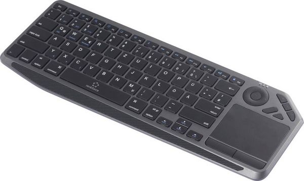 Renkforce RF-WLBTKB-300 Bluetooth , Funk Tastatur Deutsch, QWERTZ Schwarz Integriertes Touchpad, Wiederaufladbar, Multipair-Funktion