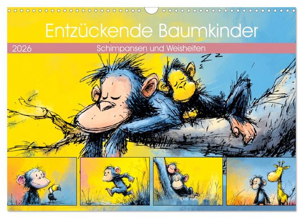 Produktbild: Entz&uuml;ckende Baumkinder. Schimpansen und Weisheiten (Wandkalender 2026 DIN A3 quer), CALVENDO Monatskalender