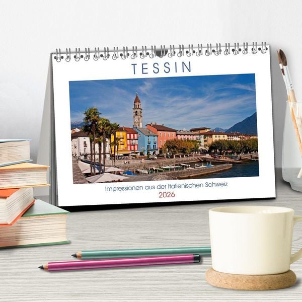 Produktbild: Tessin, Impressionen aus der Italienischen Schweiz (Tischkalender 2026 DIN A5 quer), CALVENDO Monatskalender