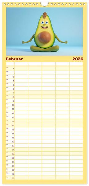 Produktbild: Familienplaner 2026 - Esse ich nicht! Der freche Kinderkalender mit Obst & Gem&uuml;se mit 5 Spalten (Wandkalender, 21 x 45 cm) CALVENDO