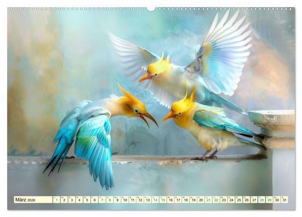 Produktbild: Farbenfrohe Fantasiev&ouml;gel (Wandkalender 2026 DIN A2 quer), CALVENDO Monatskalender