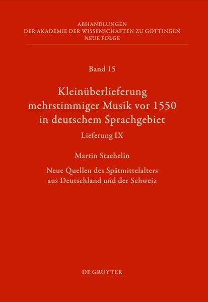 Produktbild: Klein&uuml;berlieferung mehrstimmiger Musik vor 1550 in deutschem Sprachgebiet, Lieferung IX