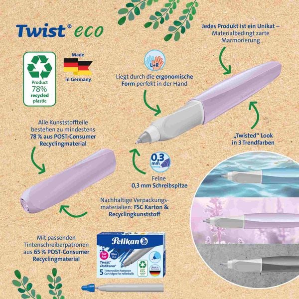 Produktbild: Pelikan Tintenroller Twist&reg; eco f&uuml;r Rechts- und Linksh&auml;nder, grey