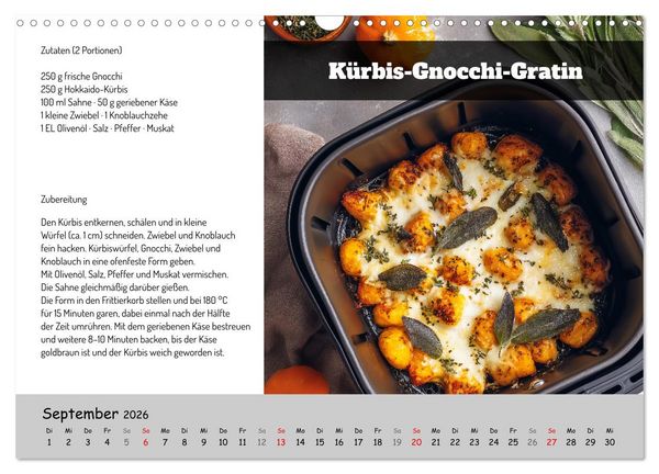 Produktbild: Rezepte f&uuml;r die Hei&szlig;luftfritteuse - vegetarisch, schnell und einfach (Wandkalender 2026 DIN A3 quer), CALVENDO Monatskalender