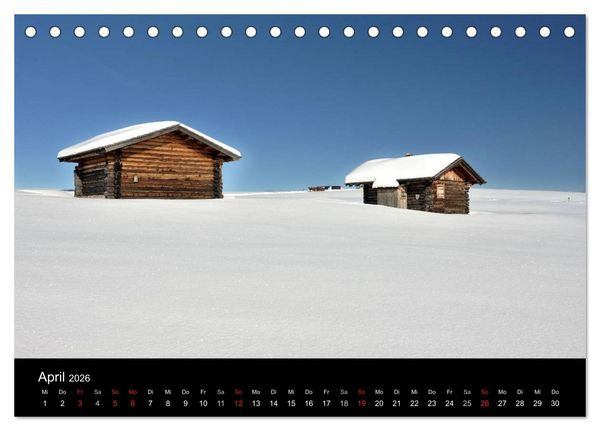 Produktbild: Die Seiser Alm im Winter (Tischkalender 2026 DIN A5 quer), CALVENDO Monatskalender