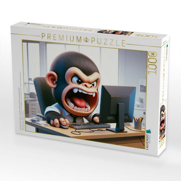 Produktbild: CALVENDO Puzzle Dschungel-Wut im B&uuml;ro: Ein Gorilla am Rande des Nervenzusammenbruchs | 1000 Teile Lege-Gr&ouml;&szlig;e 64x48cm Foto-Puzzle f&uuml;r gl&uuml;ckliche Stunden