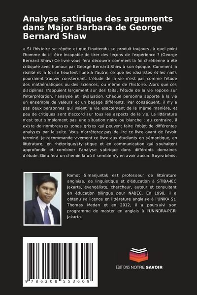 Produktbild: Analyse satirique des arguments dans Major Barbara de George Bernard Shaw