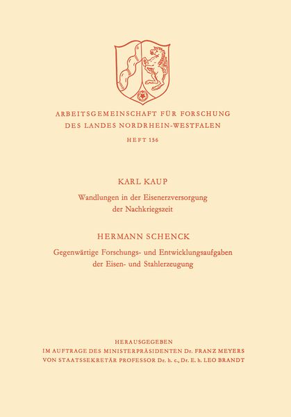 Produktbild: Wandlungen in der Eisenerzversorgung der Nachkriegszeit. Gegenw&auml;rtige Forschungs- und Entwicklungsaufgaben der Eisen- und Stahlerzeugung