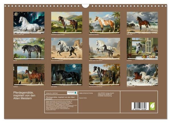 Produktbild: Pferdegem&auml;lde, inspiriert von den Alten Meistern (Wandkalender 2027 DIN A3 quer), CALVENDO Monatskalender
