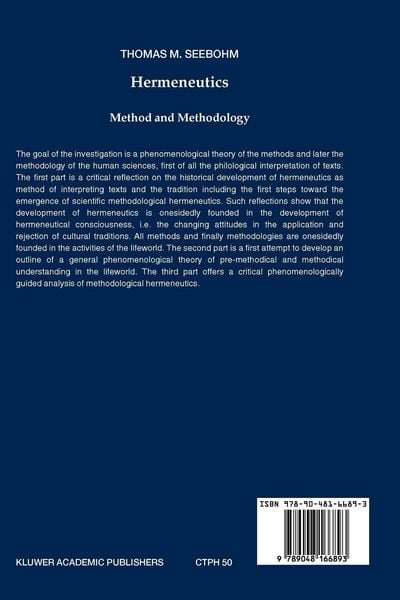 Produktbild: Hermeneutics. Method and Methodology