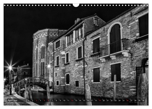 Produktbild: Leuchtendes Venedig &hellip;in monochrom (Wandkalender 2026 DIN A3 quer), CALVENDO Monatskalender