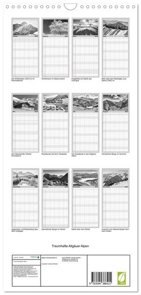 Produktbild: Familienplaner 2027 - Traumhafte Allg&auml;uer Alpen mit 5 Spalten (Wandkalender, 21 x 45 cm) CALVENDO