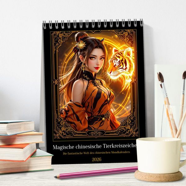 Produktbild: Magische chinesische Tierkreiszeichen (Tischkalender 2026 DIN A5 hoch), CALVENDO Monatskalender