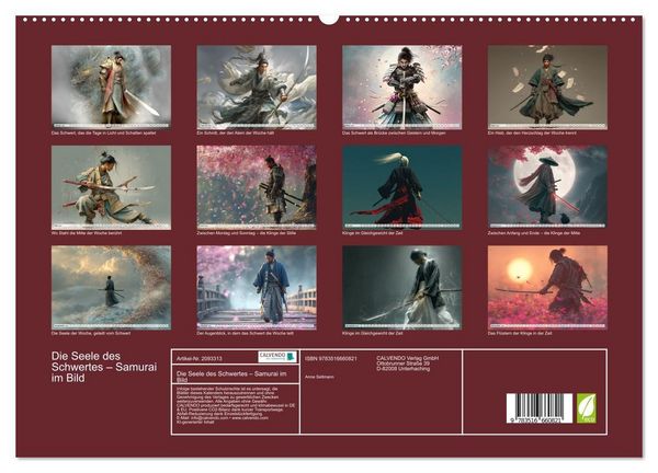 Produktbild: Die Seele des Schwertes &ndash; Samurai im Bild (hochwertiger Premium Wandkalender 2026 DIN A2 quer), Kunstdruck in Hochglanz