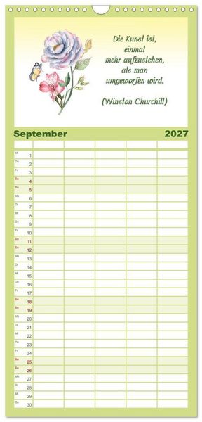 Produktbild: Familienplaner 2027 - 12 unterhaltsame Zitate f&uuml;r ein sch&ouml;nes Jahr mit 5 Spalten (Wandkalender, 21 x 45 cm) CALVENDO