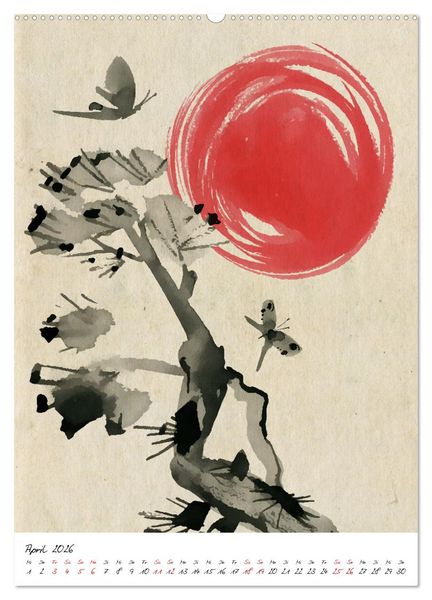 Produktbild: Sumi-e Kunst im japanischen Stil (hochwertiger Premium Wandkalender 2026 DIN A2 hoch), Kunstdruck in Hochglanz