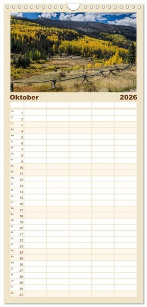 Produktbild: Familienplaner 2026 - Wyoming, South Dakota Colorado mit 5 Spalten (Wandkalender, 21 x 45 cm) CALVENDO