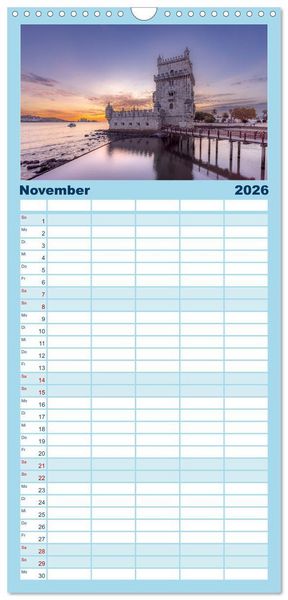 Produktbild: Familienplaner 2026 - Eine Stadt voller Charme - Lissabon mit 5 Spalten (Wandkalender, 21 x 45 cm) CALVENDO