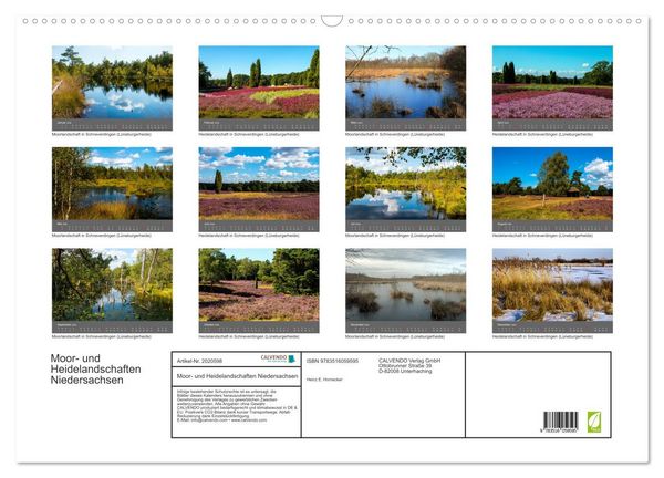 Produktbild: Moor- und Heidelandschaften Niedersachsen (Wandkalender 2026 DIN A2 quer), CALVENDO Monatskalender