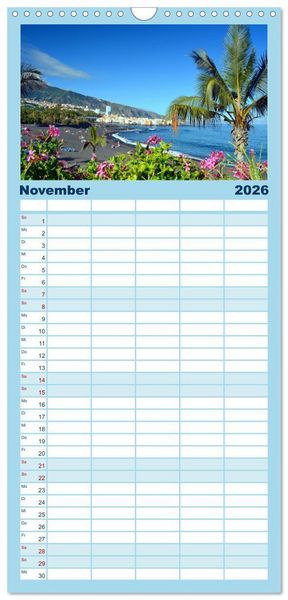 Produktbild: Familienplaner 2026 - Teneriffa Insel der Gl&uuml;ckseeligen mit 5 Spalten (Wandkalender, 21 x 45 cm) CALVENDO