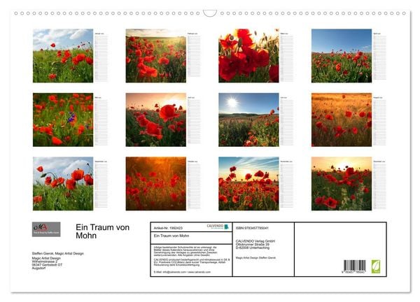 Produktbild: Ein Traum von Mohn (Wandkalender 2026 DIN A2 quer), CALVENDO Monatskalender