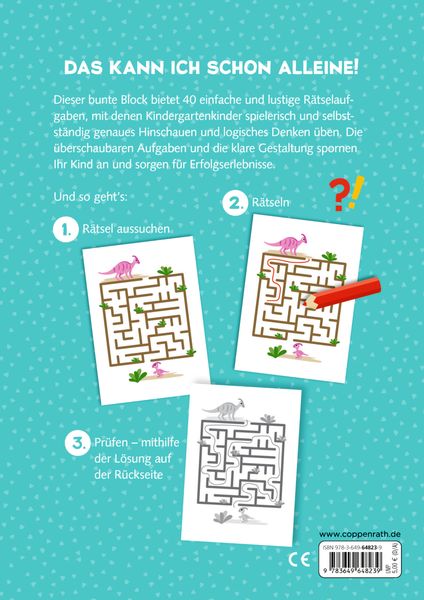 Produktbild: Mein k. Kindergartenblock: R&auml;tsel ohne Text - Dinosaurier