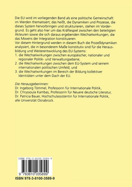Produktbild: Die EU - eine politische Gemeinschaft im Werden