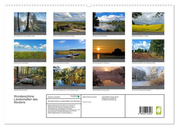Produktbild: Wundersch&ouml;ne Landschaften des Nordens (hochwertiger Premium Wandkalender 2026 DIN A2 quer), Kunstdruck in Hochglanz