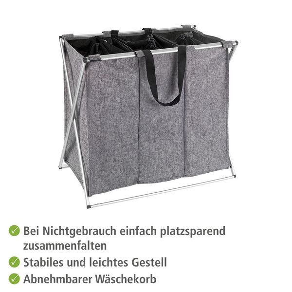 Produktbild: W&auml;schesammler Mod. Trio Grau meliert, W&auml;schekorb, 130 l