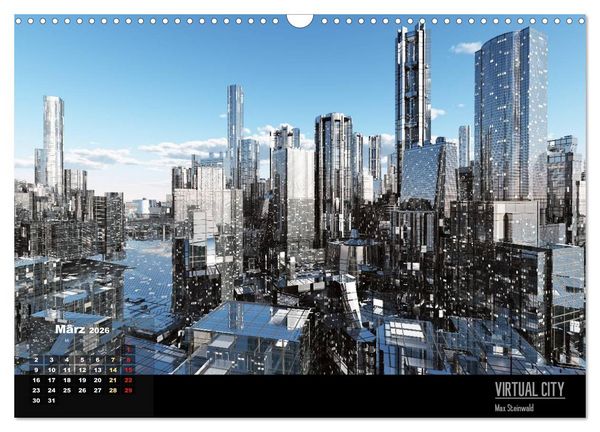 Produktbild: VIRTUAL CITY 2026 CH-Version (Wandkalender 2026 DIN A3 quer), CALVENDO Monatskalender