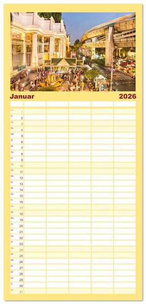 Produktbild: Familienplaner 2026 - BANGKOK Hauptstadt von Thailand mit 5 Spalten (Wandkalender, 21 x 45 cm) CALVENDO
