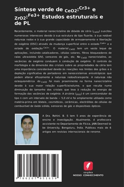 Produktbild: S&iacute;ntese verde de CeO2:Cr3+ e ZrO2:Fe3+ Estudos estruturais e de PL