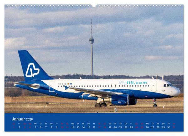 Produktbild: Besondere Flugzeuge am Flughafen Stuttgart (hochwertiger Premium Wandkalender 2026 DIN A2 quer), Kunstdruck in Hochglanz
