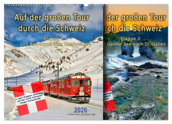 Produktbild: Auf der gro&szlig;en Tour durch die Schweiz, Etappe 1, Appenzell zum Genfer See (Wandkalender 2026 DIN A2 quer), CALVENDO Monatskalender