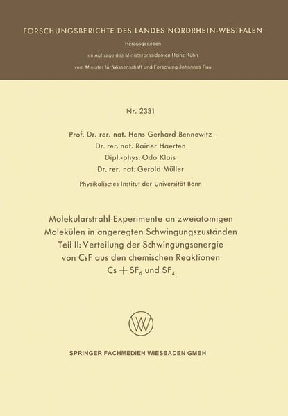 Produktbild: Molekularstrahl-Experimente an zweiatomigen Molek&uuml;len in angeregten Schwingungszust&auml;nden