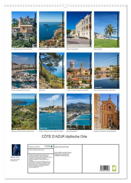 Produktbild: C&Ocirc;TE D&rsquo;AZUR Idyllische Orte (Wandkalender 2026 DIN A2 hoch), CALVENDO Monatskalender