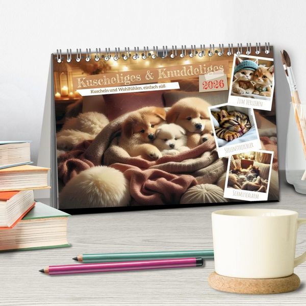 Produktbild: Kuscheliges & Knuddeliges (Tischkalender 2026 DIN A5 quer), CALVENDO Monatskalender