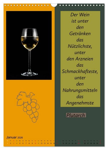 Produktbild: WEIN Weisheiten und Sprichworte (Wandkalender 2026 DIN A3 hoch), CALVENDO Monatskalender