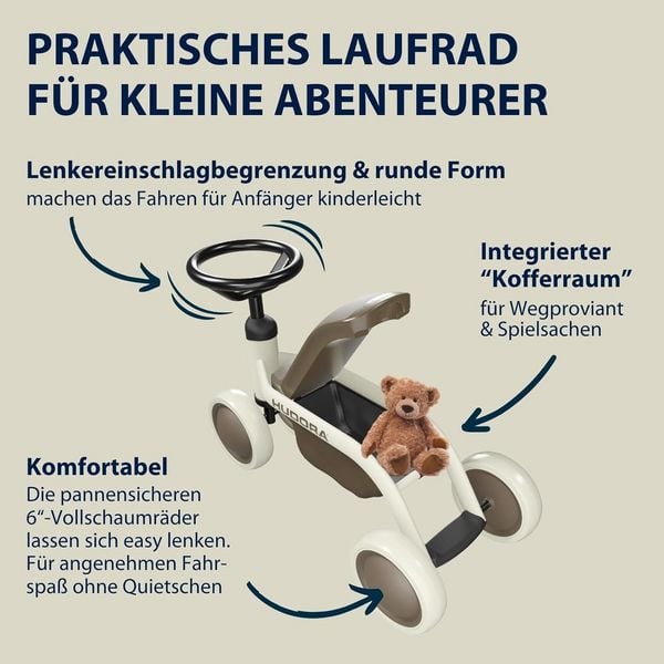 Produktbild: HUDORA 10911 - Laufrad Steppy 6 mocha, Lauflernrad für Kinder von 73-80 cm, Sitzhöhe: 22,5 cm