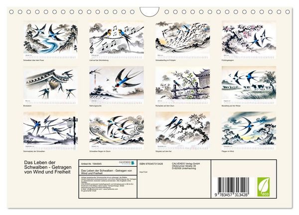 Produktbild: Das Leben der Schwalben - Getragen von Wind und Freiheit (Wandkalender 2026 DIN A4 quer), CALVENDO Monatskalender