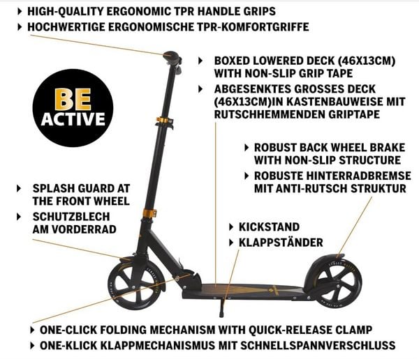 Produktbild: Schildkr&ouml;t City Scooter Street Master 2.0. Matt Black - Gold 200mm