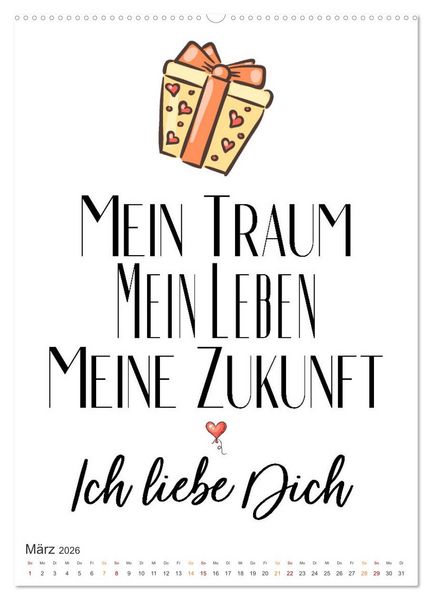 Produktbild: Liebesspr&uuml;che (hochwertiger Premium Wandkalender 2026 DIN A2 hoch), Kunstdruck in Hochglanz