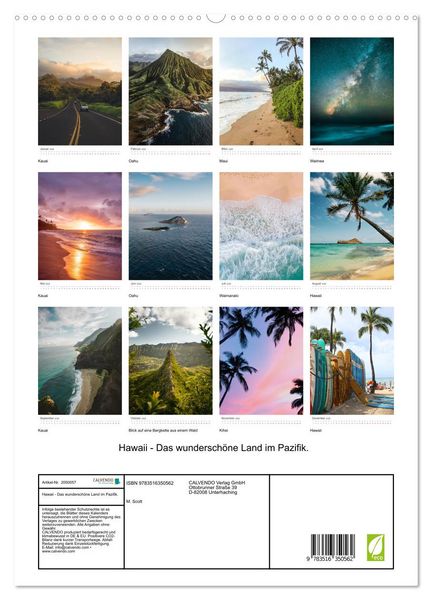 Produktbild: Hawaii - Das wundersch&ouml;ne Land im Pazifik. (hochwertiger Premium Wandkalender 2026 DIN A2 hoch), Kunstdruck in Hochglanz