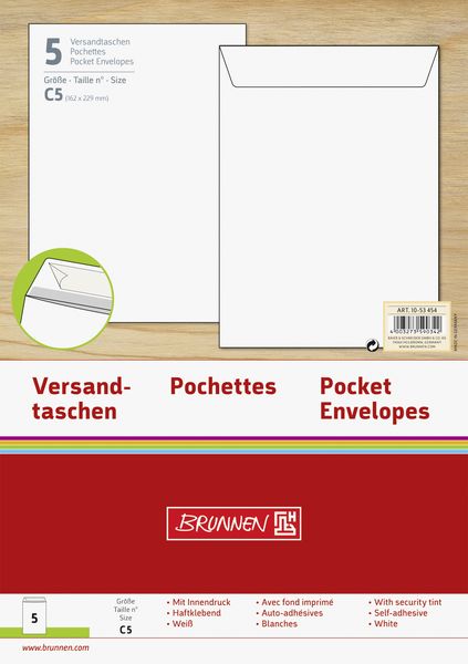 Produktbild: Brunnen Versandtasche C5 wei&szlig; 5 St&uuml;ck